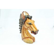 Figurine Handcrafted Natural Orange Jade Gem Stone Animal Horse Hand Painted H2